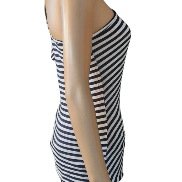 Two Apples Shirt Navy blue  White striped shirt one sleeve Size Medium - Picture 11 of 14